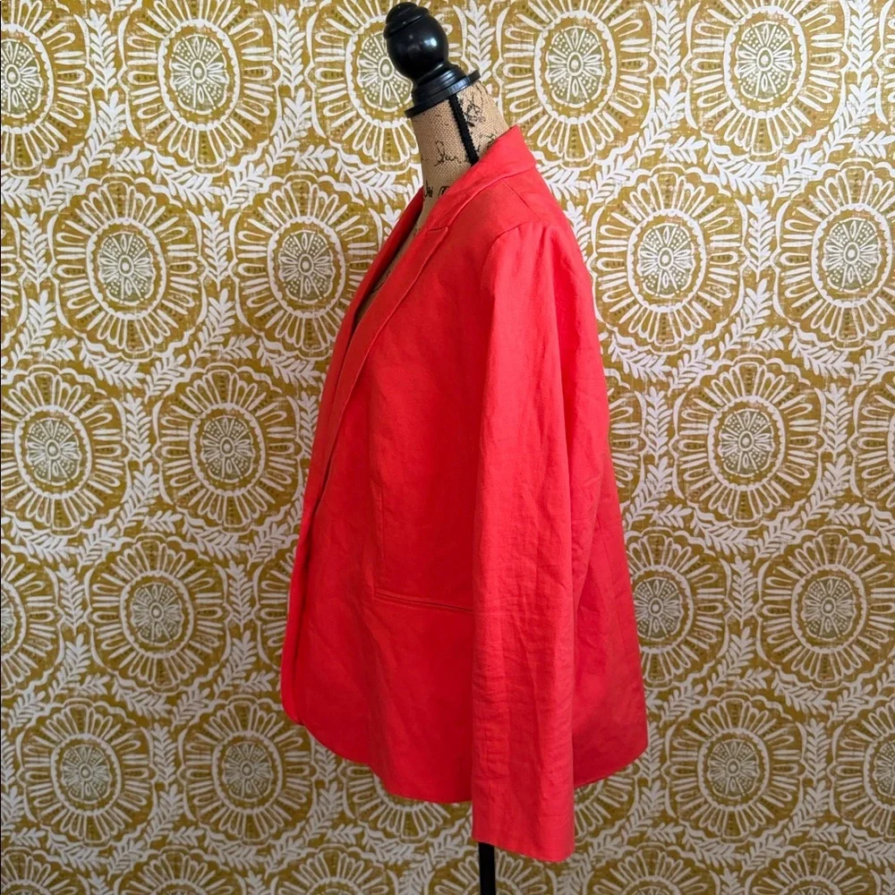 J. Crew Holland Linen-Blend One-Button Blazer in Flame Orange $178 Sz 22